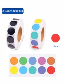 Finego 1000pcs Colored Dot Stickers, Solid Round Color Coding Labels Roll, Self-Adhesive Circle Dot Sticker, Circle Dots Labels Circle Stickers For Office, Classroom,Family, Holiday Celebration Essentials, Holiday Wall Decorations, School Use, Valentine's Day Decoration,School Supplies,Back To School - Multicolor - View 36