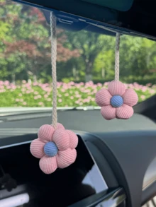 Colorful Flower Cartoon Car Pendant Decoration Creative Car Interior Placement Rearview Mirror Pendant - one-size - View 6