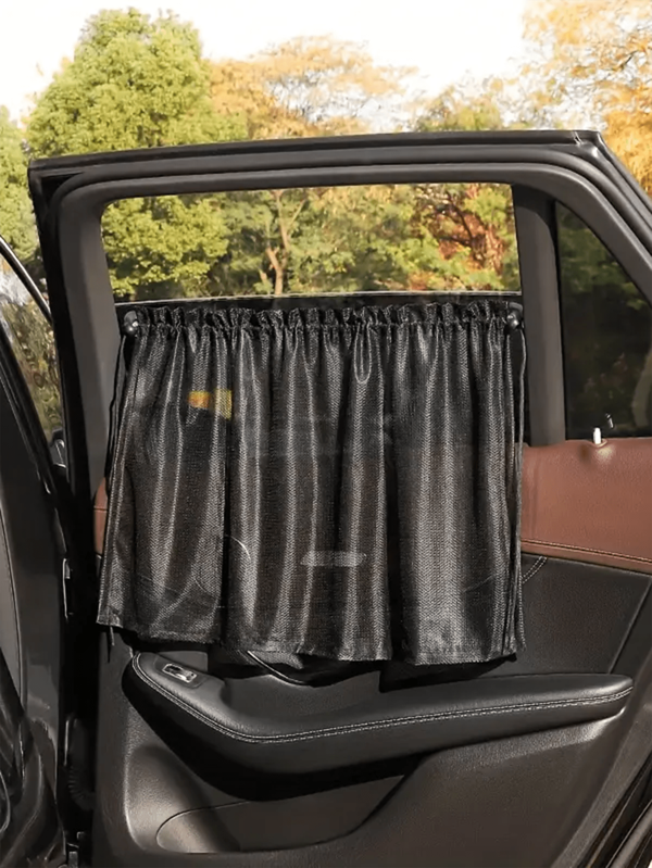 ظل سيارة للصيف مع خيط سحب، أسود