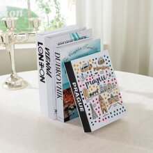 4pcs/Set Famous City Print Faux Books Decor For Coffee Table, Home & Villa Soft Decoration Accessories