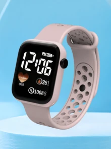 Un reloj digital cuadrado LED con correa de silicona, que presenta la visualización de la hora, adecuado como regalo de vacaciones, regalo de San Valentín, regalo de Navidad, regalo de graduación o para la escuela. - Multicolor - Ver 14