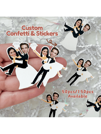 Bride And Groom Photo Confetti, Bachelorette, Bachelor, Engagement, Wedding, Bridal Shower, Party Confetti, Bride, Groom, Wedding Confetti,Personalized Gift,Custom Photo Prints , Multiple Sizes/Shapes | Perfect Party Favors,Home Harmony