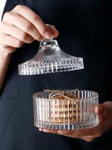 A Glass Yurt Jar, Candy Cube Jar, Cosmetic Storage, Crystal Decorative Jar, Trinket Storage JarFor Women Storage Organizer Travel Essentials Back To School Dormitory Storage