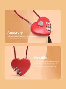 Multi-Functional Heart Shaped Combination Lock, TSA Approved Luggage Lock For Suitcase, Backpack, Gym Locker, School Locker, Travel Essentials