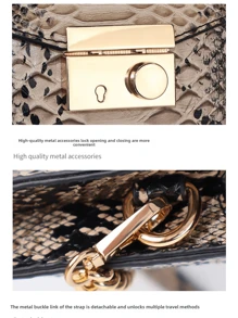 Schlangenhaut Muster Marke 2025 Neue Damen Clutch Tasche, einzigartiges Design Mode Umhängetasche, kontrastfarbige Sommer Handtasche, leichte Outdoor-Shopping Kleine Quadratische Tasche mit Mehrfach-Fächern