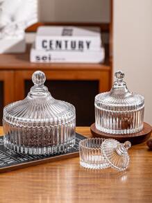 A Glass Yurt Jar, Candy Cube Jar, Cosmetic Storage, Crystal Decorative Jar, Trinket Storage JarFor Women Storage Organizer Travel Essentials Back To School Dormitory Storage