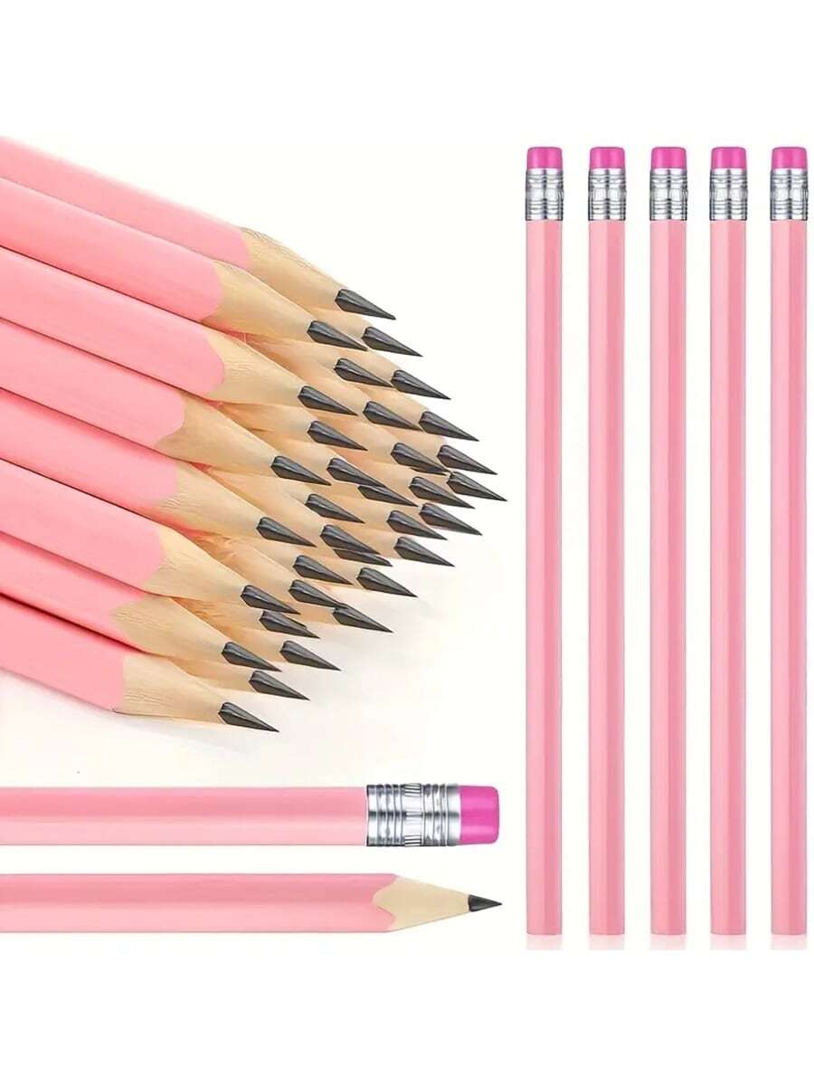 1/5/10/20 piezas Paquete de lápices de grafito HB con borrador - Para la escuela, el arte, la oficina, el dibujo, el boceto, el aprendizaje - Lápices de madera de color aleatorio