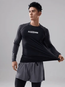 361degree 361° Men's Competition Swimsuit Top, Long Sleeve, Elastic Fabric, Non-Binding, Fashionable & Simple, Suitable For All Seasons, Versatile Daily Wear, Swimming, Fitness, Running, Outdoor Sports, Hot Spring, Surfing, Beach, Vacation, Water Sports, River Trekking, Rafting, Multi-Scenario Matching