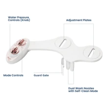 LUXE Bidet NEO 185 - Self-Cleaning, Dual Nozzle, Non-Electric Bidet Attachment For Toilet Seat, Adjustable Water Pressure, Rear And Feminine Wash (Blue, White, Rose Gold, Pearl Gray) - 玫瑰金 - 查看 8