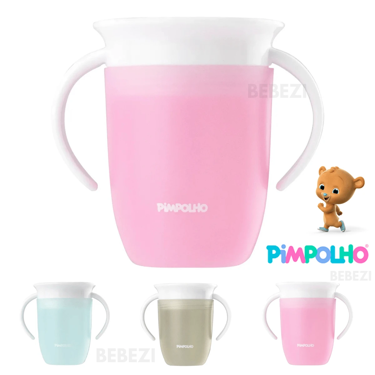 Copo de Treinamento Transição Antivazamento com Alça 360 graus 210ml  Pimpolho - Envio imediato - Rosa Bebê - Visão 1