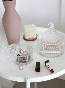 A Glass Yurt Jar, Candy Cube Jar, Cosmetic Storage, Crystal Decorative Jar, Trinket Storage JarFor Women Storage Organizer Travel Essentials Back To School Dormitory Storage