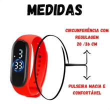 Kit Influencer Infantil Unissex  - Relógio LED Menino Menina + Óculos Fashion + Boné  Presente Várias Cores - Vermelho - Visão 4