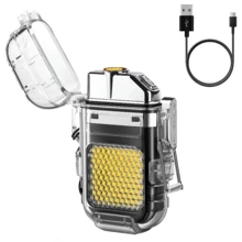 Encendedor Eléctrico y Linterna COB Recargable USB encendedor electrónico portátil linterna LED recargable USB multifuncional iluminación emergencia camping gadget tecnología hogar - Blanco - Ver 2