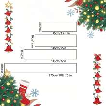 1 Stück Tischfahne mit Mustern von Weihnachtsbaum, Weihnachtsglocke und anderen Weihnachtselementen, hergestellt aus 72 Zoll gestrickter Polyesterfaser, verwendet für Tische bei Feiern, Heim- und Küchendekorationen sowie als Geschenk