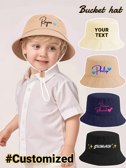 1 Pc Customized Stylish Bucket Hat For Kids, Versatile And Suitable As Gift, Suitable For Boys And Girls For Daily Wear