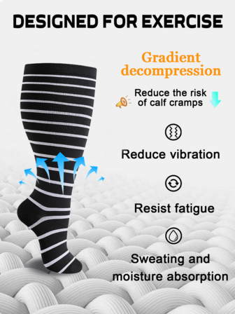 3 pares de calcetines de compresión talla grande - Mejoran el rendimiento y la recuperación, con beneficio de compresión de 15-20 mmHg, ajuste para pantorrillas anchas, mejora el flujo sanguíneo en los pies, perfectos para correr, ciclismo y todos los deportes, diseño unisex, otoño