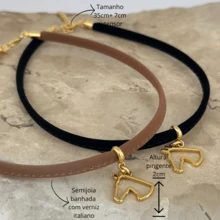 Choker 35cm Camurça Cavalo Country Western - Preto - Visão 4