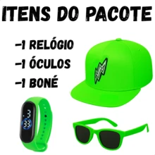 Unisex Children's Influencer Kit - LED Watch For Boys And Girls + Fashion Glasses + Gift Cap In Various Colors - 青檸色 - 查看 2