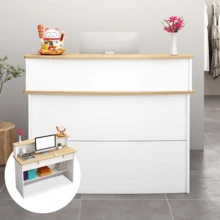Mostrador de Recepción Moderno 120x45x102cm - Escritorio con Cajones para Oficinas, Hoteles, Salones | Base en Madera Natural o Gris | Mueble de Recepción Profesional - Multicolor - Ver 3
