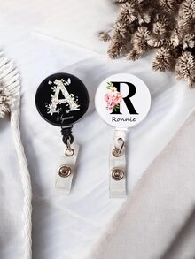 Customed Badge Reels With Metal Belt Clip, Personalized Last Name A-Z Initial Badge Scroll With Name,Retractable ID Badge Holder | Holder Reel For Hanging Name Tags,ID Card,Key Cards,Keychain,ID Business Card Holder,Badge Holder, ID Card Holder | Perfect Gift For Family, Friends, Colleagues, Couples, Girlfriends, Back To School,Creative Holiday Gift