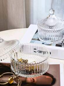 A Glass Yurt Jar, Candy Cube Jar, Cosmetic Storage, Crystal Decorative Jar, Trinket Storage JarFor Women Storage Organizer Travel Essentials Back To School Dormitory Storage