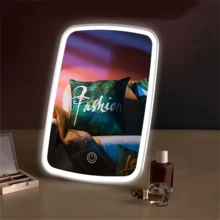 SOKANY USB Rechargeable Smart LED Makeup Mirror, 3 Color Lighting (White, Natural, Warm), Adjustable Brightness, Touch Control, Portable Foldable Design, Suitable For Beauty Lovers, Makeup Lighting | Modern Vanity Mirror | Plastic Frame Mirror - Trắng tinh khiết - Xem 2