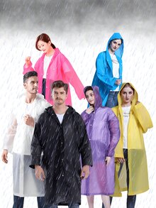 Unisex Raincoat Reusable Durable Hooded Rain Cover For Traveling Parties Waterproof