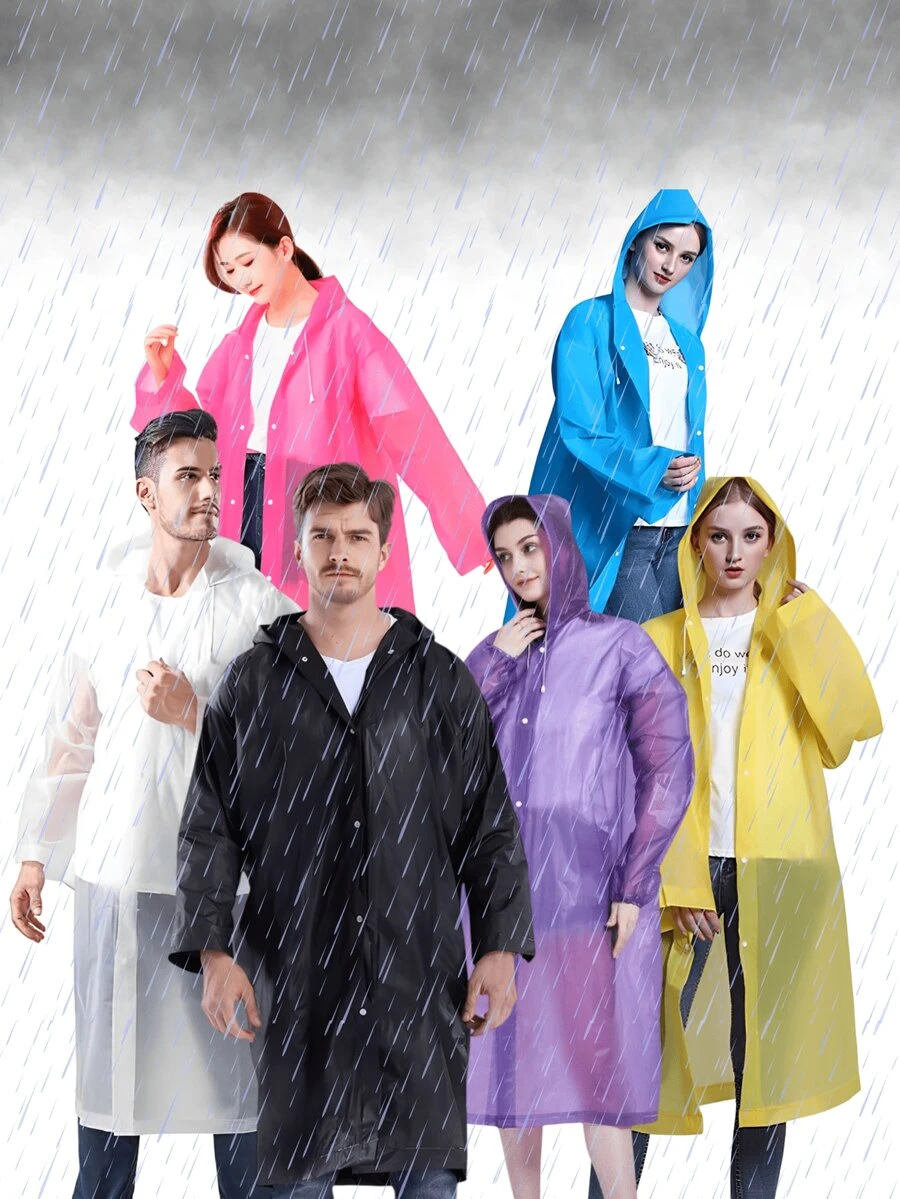 Unisex Raincoat Reusable Durable Hooded Rain Cover For Traveling Parties Waterproof