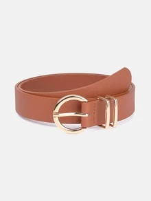 1 pieza Cinturón decorativo de mujer de unicolor y casual de PU (poliuretano), adecuado para uso diario con hebilla de doble pasador, otoño, Halloween - A - Ver 5