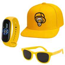 Children's Style Combo Cap + Colorful Glasses + LED Watch - For Children From 3 To 9 Years Old Influencer Kit - Yellow - View 1
