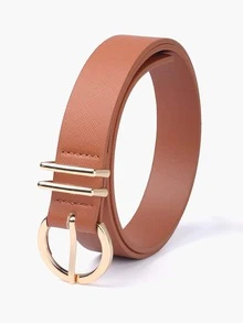 1 pieza Cinturón decorativo de mujer de unicolor y casual de PU (poliuretano), adecuado para uso diario con hebilla de doble pasador, otoño, Halloween - A - Ver 6