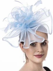 1 buc Fascinator mireasă ceai petrecere nuntă pălărie vară pene cu bandă de susținător femeii Fascinators ceai petrecere pălării cu clip Derby pălărie pentru fete și femei petrecere - A - Vizualizare 8