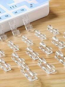 20PCS/40pc/60pc Clear Plastic Cable Holder, Strong Adhesive Backing, No Need To Drill Holes In Walls And Under Desk Cable Management, Home Office Power Cord Organizer, Durable Clamp Holder, Simple Appearance