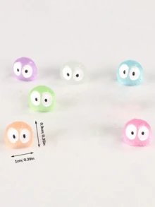 6pcs Colorful Glowing Carbon Fiber Ball Mini Decorations, Suitable For Rearview Mirror, Dashboard And Car Interior Decor - Multicolor - View 5