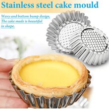6pcs Reusable Stainless Steel Cake Tart Mold, Steamed Rice Cake Mold, Pudding Jello Mold, Home Baking Tool - Stainless Steel Color - View 4