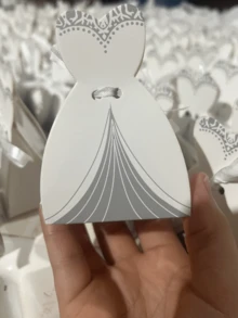 100pcs Wedding Dress & Tailcoat Theme Candy Box With Ribbon, Popular For Bridal Shower, Wedding Reception,Christmas - Black and White - View 4