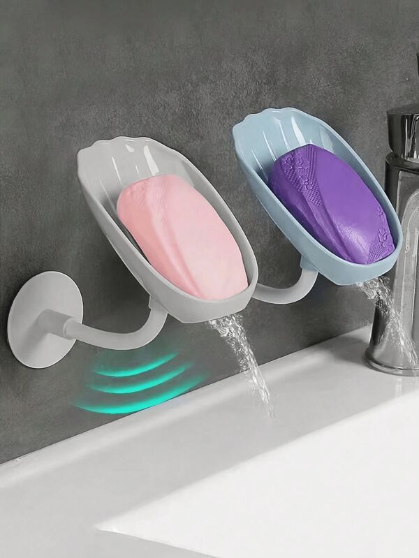 1Pc Shell Shaped Soap Dish, Wall-Mounted Drainage Soap Holder Shelf, Creative Soap Box, Keeps Soap Bar Dry And Clean, Easy To Clean, Bathroom Wall Mount Soap Rack, Extends Soap Lifespan Home Bathroom Decor Fall Decor Back To School