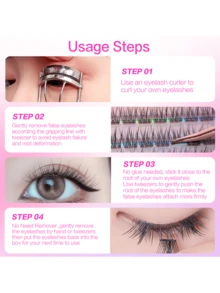120Clusters Self Adhesive Eyelashes Natural Look Pre Glued Lashes 10-12mm DIY Eyelash Extension Set With Tweezers Wear No Glue Needed Eyelash Suitable For Daily Use Japanese & Korean Makeup Toolslash Clusters,Eyelash Clusters,Individual Eyelashes,Lashes,Fake Lashes - C - View 6