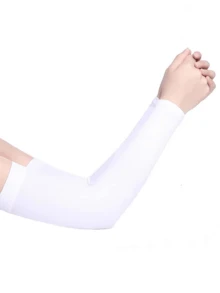 1 Pair Straight Arm Sleeves, Suitable For Daily Wear - White - View 3