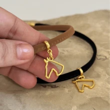 Choker 35cm Camurça Cavalo Country Western - Preto - Visão 3