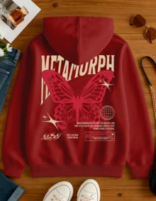 Women's Kangaroo Sweatshirt Printed Cars Butterfly V4 Streetwear Art Blouse Cold Weather Streetwear Basic Jacket 50% Polyester 50% Cotton Unisex Men's - Màu Đỏ Sâu - Xem 4