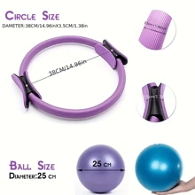 5-Piece Pilates Set - Universal Fitness Rings, Resistance Bands, Yoga Mat, Exercise Ball And Resistance Bands - Made Of Foam And PP Material - Purple And Pink Colors, Suitable For Home Fitness, Workout At Home, Gym Sweating, Health, Fitness Equipment, Pilates Reformer, Pilates Gear, High Quality, Suitable For Gifts, Mother's Day Gift, Birthday Gift, Christmas Gift, 39cm Large Pilates Ring