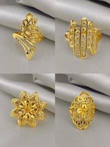 Geometryczny Filigranowy Pierścień 18K Złocony Biżuteria Damska Inspirowana Art Nouveau Codzienne Pierścienie Do Układania