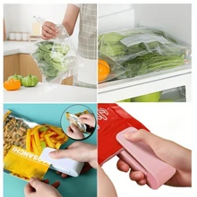 SOKANY 1 Piece Mini Handheld Snack Sealing Machine-Compact ABS Plastic Bag Sealer, Maintaining Freshness, Easy-To-Use Kitchen Gadgets, White/Pink, Battery-Powered (Without AA Batteries), Mini Bag Sealing Machine