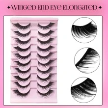 JUJU DREAM 10Pairs Manga Lashes FauxEyelashes Cat Eye Eyelashes Natural Ful False Eyelashes Volumized Eyelash Extension Travel Essentials Makeup Tools