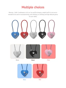 Multi-Functional Heart Shaped Combination Lock, TSA Approved Luggage Lock For Suitcase, Backpack, Gym Locker, School Locker, Travel Essentials