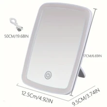 SOKANY USB Rechargeable Smart LED Makeup Mirror, 3 Color Lighting (White, Natural, Warm), Adjustable Brightness, Touch Control, Portable Foldable Design, Suitable For Beauty Lovers, Makeup Lighting | Modern Vanity Mirror | Plastic Frame Mirror - Trắng tinh khiết - Xem 10