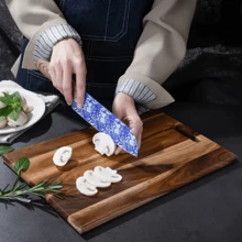 1 件优质相思木砧板，双面厨房砧板，适用于肉类、奶酪、蔬菜、水果，多功能厨房工具/配件，便携式，适合户外野餐，适合所有季节 - 棕色 - 查看 4