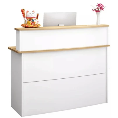 Mostrador de Recepción Moderno 120x45x102cm - Escritorio con Cajones para Oficinas, Hoteles, Salones | Base en Madera Natural o Gris | Mueble de Recepción Profesional