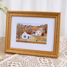 1 Peça de Moldura de Foto Vintage com Relevo Dourado - Estilo Europeu Retangular, Estúdio Fotográfico, Decoração de Corredor Doméstico, Combinação de Artesanato Clássico Europeu e Moderno, Adequada para Decoração Doméstica, Decoração de Quarto, Decoração de Mesa